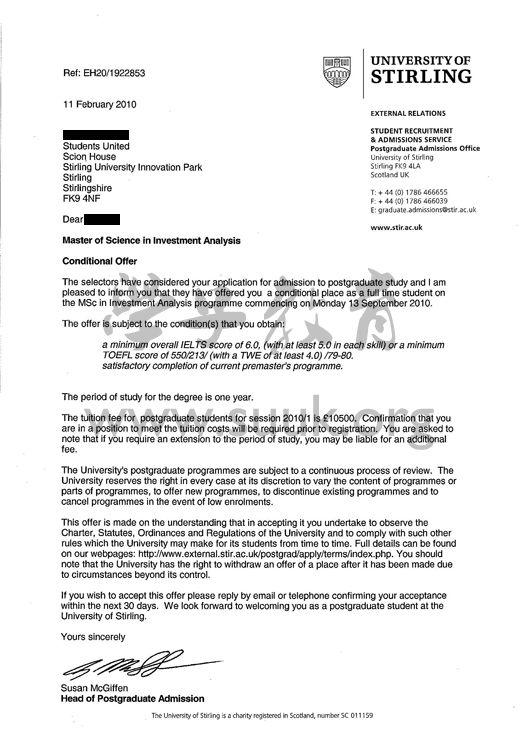 英国斯特林大学投资分析硕士