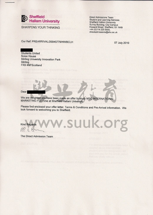 英国谢菲尔德哈莱姆大学国际营销学硕士