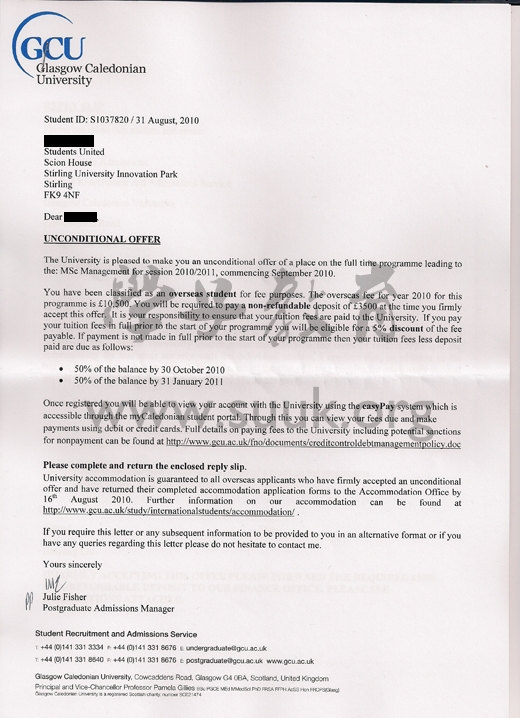 英国格拉斯哥喀力多尼亚大学管理学硕士